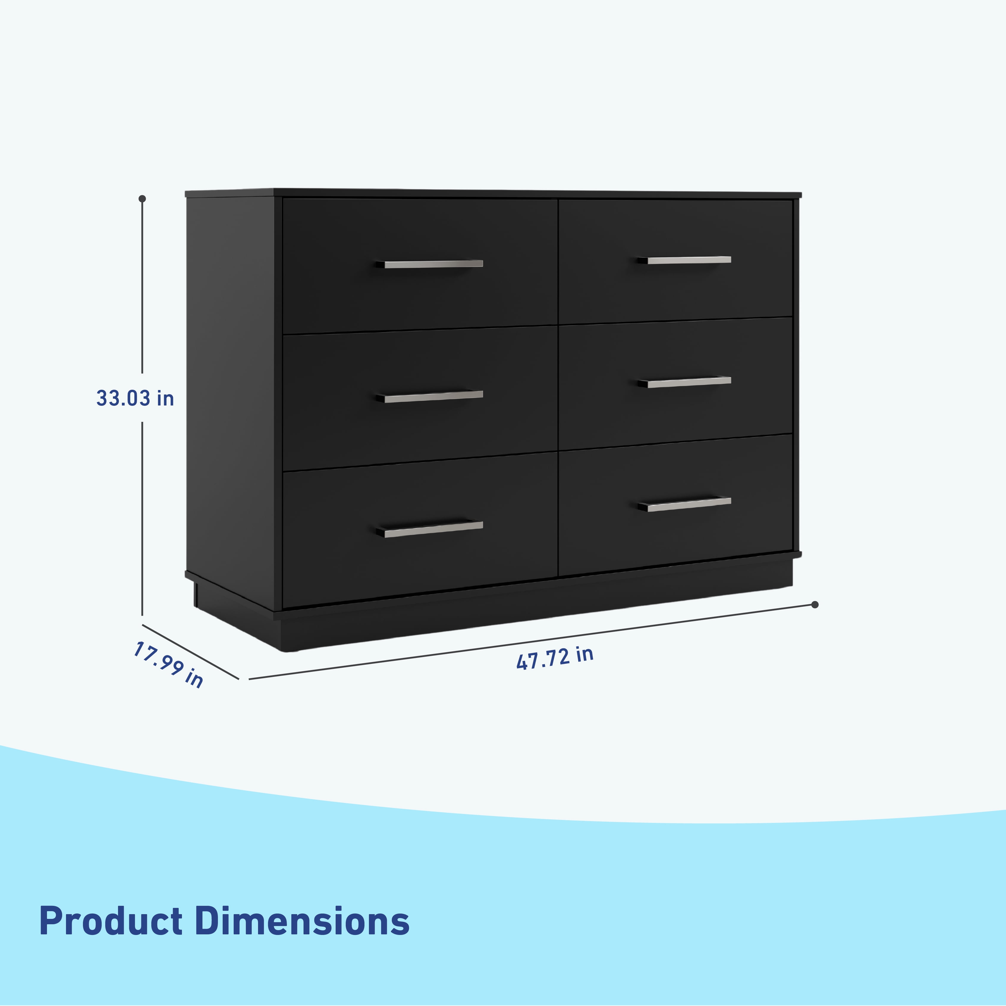 Graco Essentials 6 Drawer Nursery Double Dresser, Black