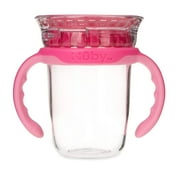 Luv N Care/NUBY Nuby 360 Edge 2 Stage Drinking Rim Cup with Removable Handles & hygienic Cover: 8 Oz/ 240 Ml, 12M+, Pink 80662