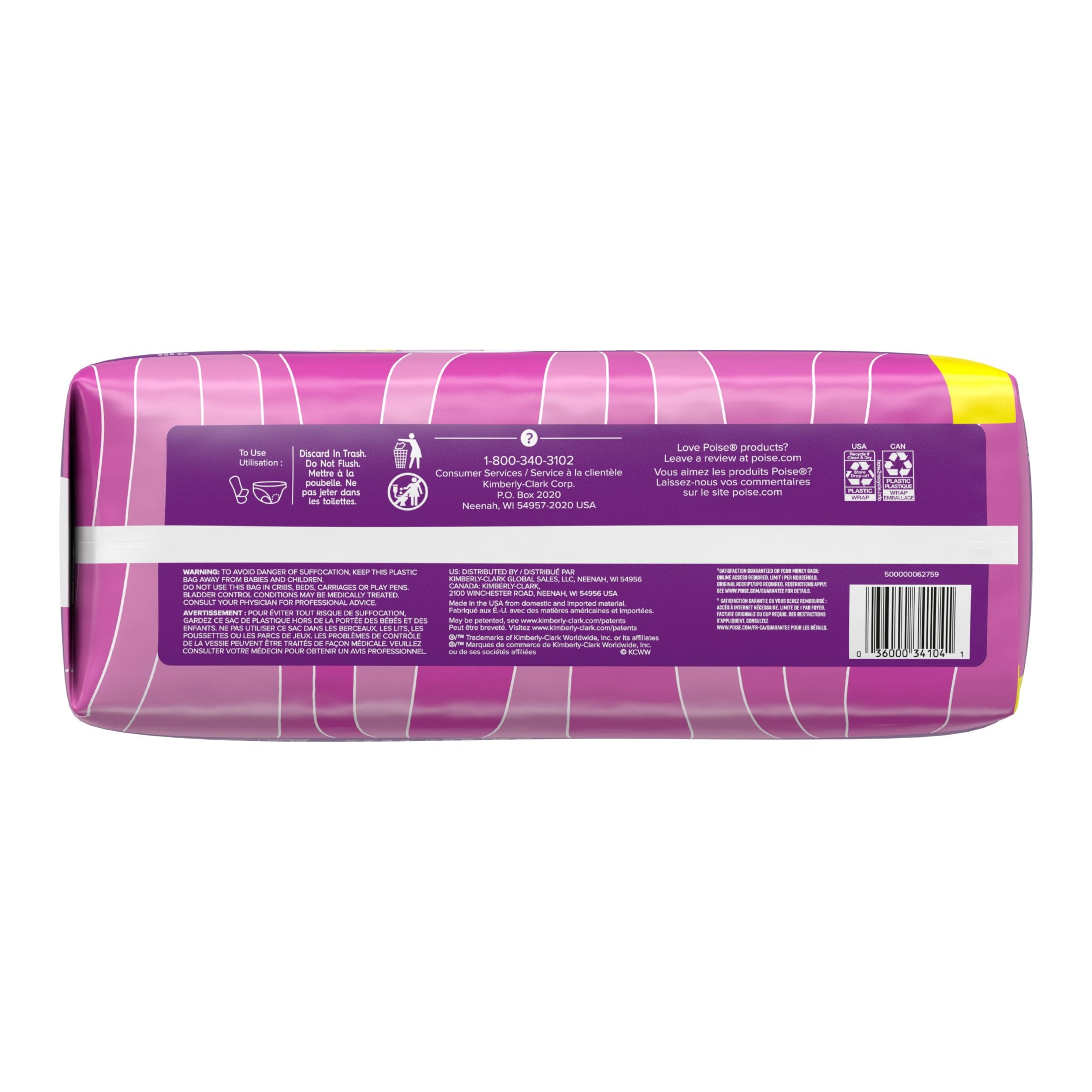 Poise Incontinence Pads for Women, 6 Drop Ultimate Absorbency, Long Length, 45 Count