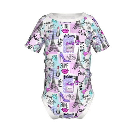 

Yiaed Eiffel Tower and Hearts Print Infant Climbing Short Sleeve Onesie One-Piece Baby Bodysuit Clothes 0-12 Months -12 Months