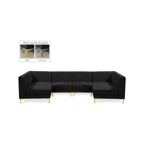 Meridian Furniture Alina Black Velvet Modular Sectional