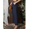 thumbnail image 3 of DOUBLJU Women's Casual Elastic Waist Comfy Wide Leg Linen Pants with Pockets, 3 of 5