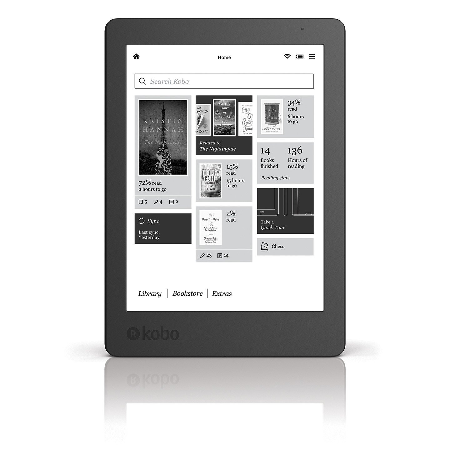 Kobo Aura (Exclusive Walmart eBooks Edition) - 6" Carta E Ink touchscreen, customizable ComfortLight, Wi-Fi enabled - image 2 of 5