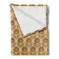 thumbnail image 2 of Retro Soft Flannel Fleece Blanket, Art Deco Inspired Prehistoric Pattern of Repeating Flowers with Faded Effect, Cozy Plush for Indoor and Outdoor Use, 50" x 60", Beige and Caramel, by Ambesonne, 2 of 5