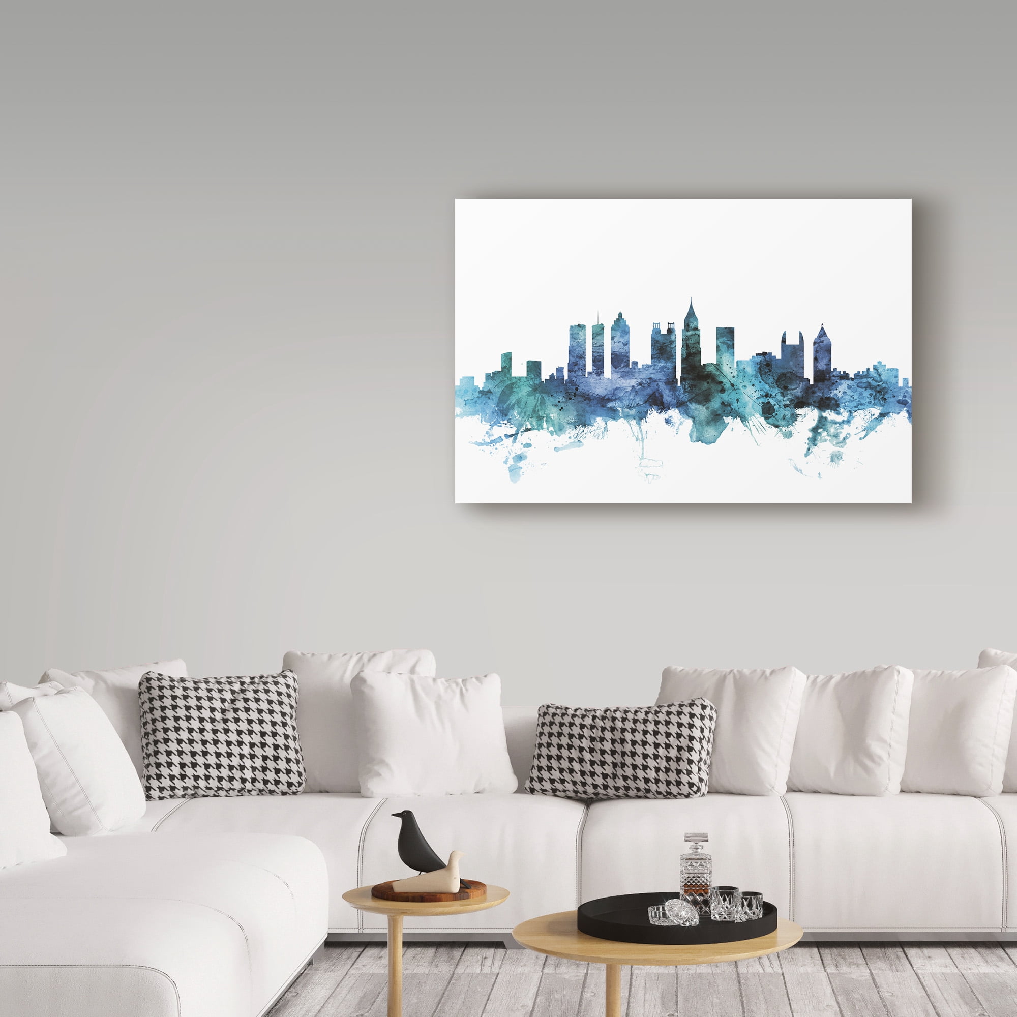 Trademark Fine Art 'Atlanta Georgia Blue Teal Skyline' Canvas Art by Michael Tompsett