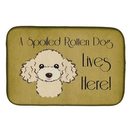 

Carolines Treasures BB1506DDM Absorbent Dish Drying Mat for Kitchen Counter Buff Poodle Spoiled Dog Lives Here Dish