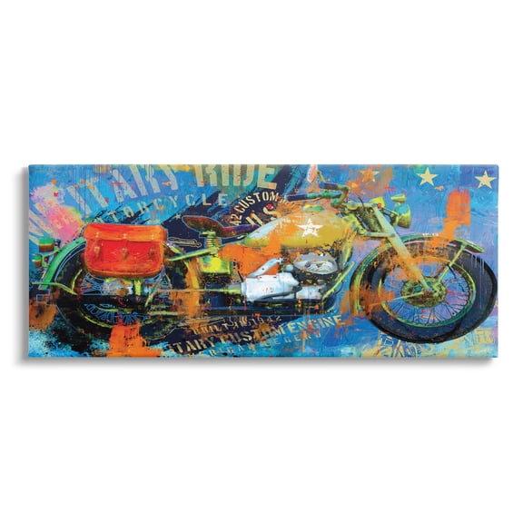 Stupell Industries Bold Modern Motorcycle Text Abstract Collage , 30 x 13, Design by Porter Hastings