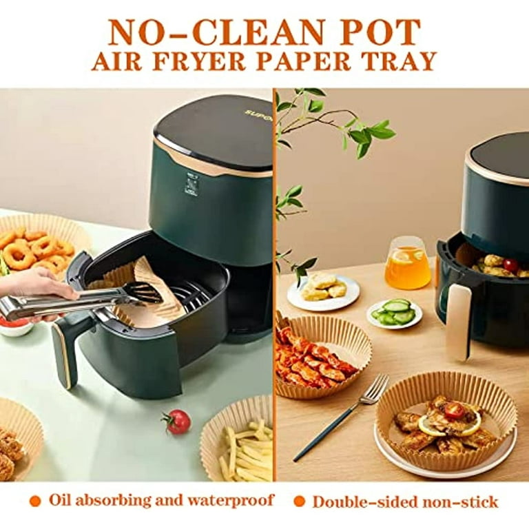 6.3 IN Air Fryer Liners,200 Pcs Air Fryer Paper Liners,Non-Stick Air Fryer  Liners Disposable for 3-5QT Air Fryer Waterproof and Oil-proof Food Grade 