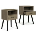 thumbnail image 2 of SYNGAR Modern End Table for Living Room, Side Table for Small Space, Small Storage Cabinet with Drawers, Simple Nightstand Set of 2 for Bedroom, Solid Wood Nightstands with Shelf, Gray Brown, D4218, 2 of 10