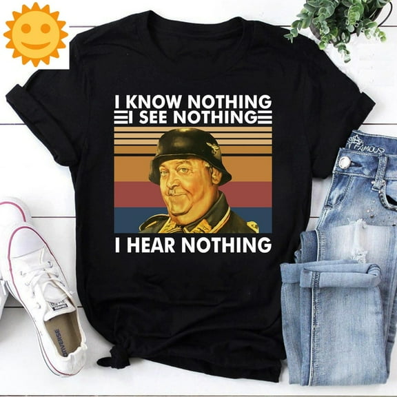 I Know Nothing See Nothing Hear Nothing Vintage T-Shirt, Sergeant Schultz Shirt, Hogan's Heroes Shirt, TV Series Shirt, Sgt Schultz Shirt