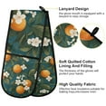 thumbnail image 2 of Yayeee Double Oven Mitt Kitchen Heat Resistant Baking 35" x7" Quilted Glove, Green Floral Orange, 2 of 6