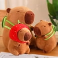 thumbnail image 2 of Lindo juguete de felpa Capybara Kawaii, Capibara esponjosa con bolsa de tortuga, gorra de fresa, animales de peluche, regalo de cumpleaños para niños, decoración del hogar, 2 of 6