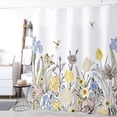 thumbnail image 3 of Floral Fabric Shower Curtain, Shower Curtain Bathroom, Waterproof Quick-Drying Polyester Fabric Bathroom Shower Curtain Set, Machine Washable 72" W x 72" L with Hooks, 3 of 6