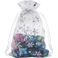 thumbnail image 5 of Paquete de 100 bolsas navideñas de organza con copos de nieve de 4 x 6 pulgadas, bolsas pequeñas de malla blanca para baratijas, bolsas pequeñas con cordón para dulces esquí esquí Gafas de esquí, 5 of 5