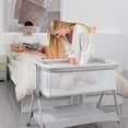 thumbnail image 2 of ANGELBLISS Cuna para bebé junto a la cama, cuna portátil fácil de plegar para bebé con ruedas, altura ajustable, colchón incluido (Beige), 2 of 5