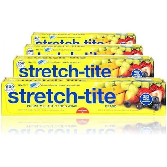 Stretch-tite Plastic Food Wrap, 500 . Ft., 516.12-Ft. x 11.5/8-Inch Rolls (Pack of 4)