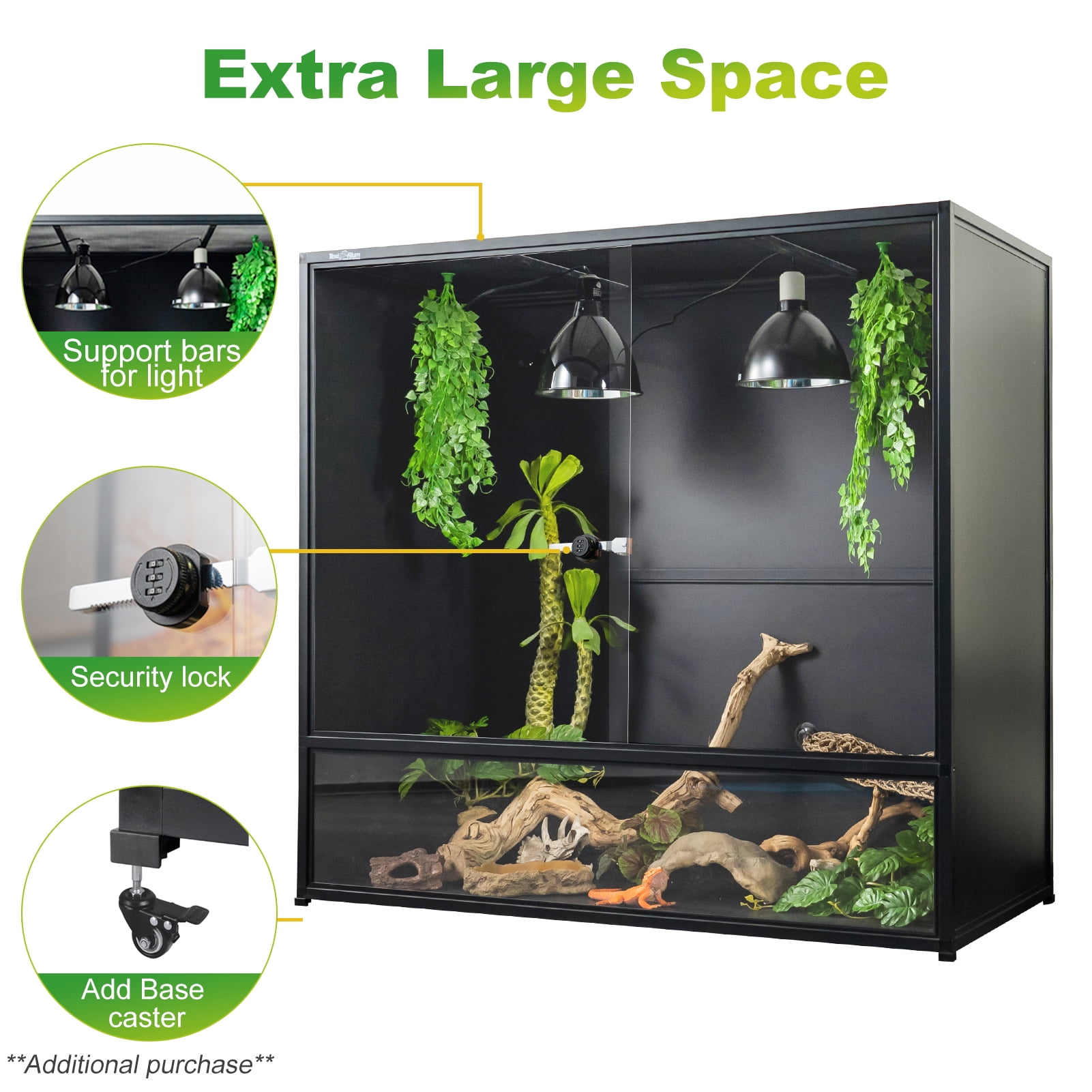 4x2x4 48x24x46 PVC Reptile Enclosure, 230 Gallon Tall Reptile Tank with Tempered Glass Doors and Lock for Arboreal Reptiles and Snakes by Toxirium