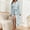 Blue, variant on Long Winter Robe For Ladies Fleece Lined Bathrobe Front Lace Up Sleepwear Warm Soft Housecoat with Pockets