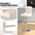 thumbnail image 5 of Westice Velvet Swivel Bar Stools Set of 4 with Tufted Back & Steel Base, Beige, 5 of 9