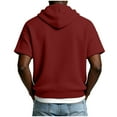 thumbnail image 5 of QTBIUQ Mens Summer Hoodie Short Sleeve Zipper Athletic Shirt Waffle Lightweight Breathable Activewear Top for Gym Workout Burgundy, 5 of 7