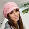 thumbnail image 5 of Retro women's winter warm knitted cap, cold weather running, camping, walking fashionable skiing cap with sun hat, 5 of 9