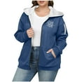 thumbnail image 2 of Aboser Yes,I'm Still Cold Winter Sherpa Hoodies for Women Plus Size Warm Fleece Jackets Full Zip Up Hooded Sweatshirts Loose Long Sleeve Hoodie Coats with Pockets Navy XXXXL, 2 of 6