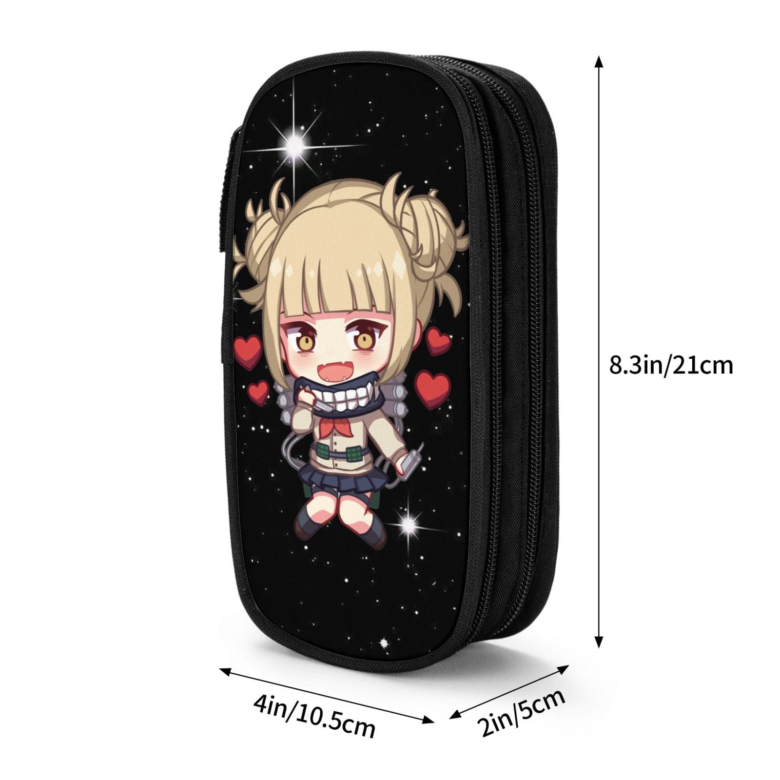 My Hero Academia Himiko Toga Pencil Case Large Capacity Pencil Pouch Pen Bag Office Stationery Organizer Travel Makeup Bag Black