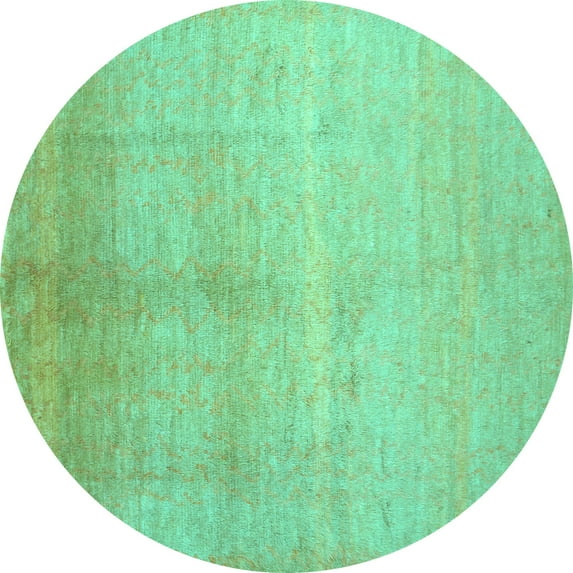 Ahgly Company Indoor Round Abstract Turquoise Blue Contemporary Area Rugs, 4' Round