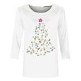 thumbnail image 3 of WXLWZYWL Fashion Christmas T-Shirt Womens Casual Print Round Neck 3/4 Sleeve Tops Blouse, 3 of 5