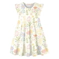 thumbnail image 4 of Rggeeun Easter Girls Dress Flutter Sleeve Loose Fit Casual Party Celebration Floral Print Toddler Kids Tunic Leisure O-Neck Sundress, 4 of 4