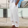 thumbnail image 2 of Pantalones cortos de mujer Pantalones largos de verano de encaje de color sólido con bolsillos Traje diario FLhrweasw Nuevo, 2 of 9