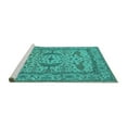 thumbnail image 2 of Ahgly Company Machine Washable Indoor Square Oriental Turquoise Blue Industrial Area Rugs, 3' Square, 2 of 4