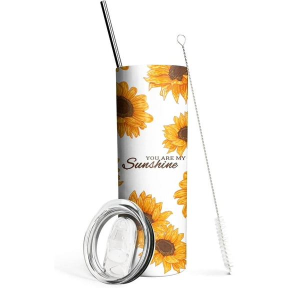 Sunflower Tumbler,Tumbler with Lid and Straw-You are My Sunshine-Birthday Gifts for Women Mom Daughter Girlfriend Teenage Girls Bridesmaid-Sunflower Gifts for Women-Travel Iced Coffee Cup Mug