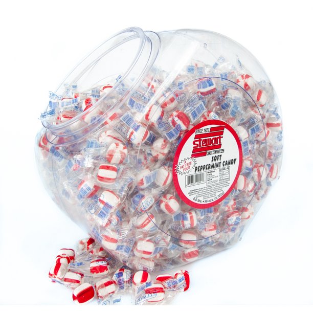 Soft Peppermint Puffs Candy Balls 96oz Tub, Bulk Individually Wrapped