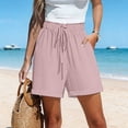 thumbnail image 5 of ClodeEU Women's Drawstring Waist Shorts with Pockets,Casual Comfort Summer Bottoms Pink,Womens Plus XL, 5 of 8
