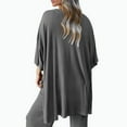 thumbnail image 6 of BLVB Women Summer Casual 2 Piece Outfits Half Sleeve Side Slit Loose T Shirts Tops and Wide Leg Pants Lounge Pajama Sets, 6 of 7
