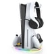 thumbnail image 4 of Soporte para Gamepad para Consola de Juegos para PS5Slim Modelo Universal con Anillo de Luz Ambiental Bloque de Soporte Vertical con Colgador para Auriculares,B, 4 of 5