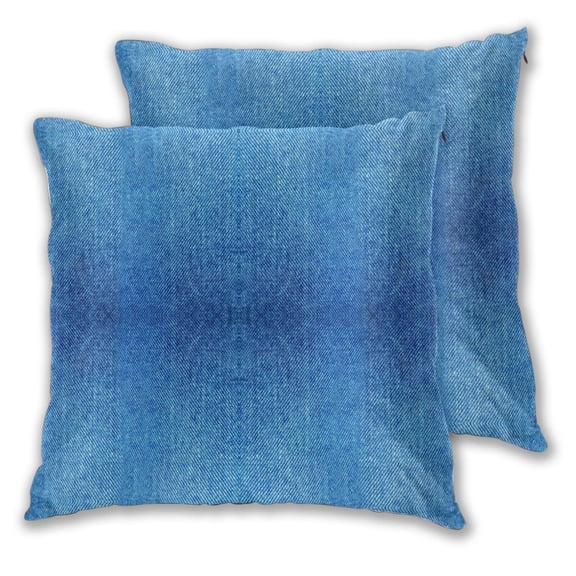 Denim Blue Couch Square Decorative Throw Pillow Covers Set of 2 for Sofa Bed Cushion Covers Home Decor 18"x18"