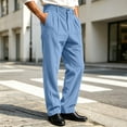thumbnail image 6 of Admvng Pants for Men Solid Button Zipper Straight Leg Casual Trousers, 6 of 8