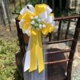 thumbnail image 6 of Yellow & White Wedding Pull Bows with Tulle Tails & Rosebuds - 8" Wide, Set of 6, Easter, Wedding Pew Bows, Reception, 6 of 7