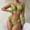 Green, variant on Women's Two-piece Neck Hanging Thong Bikini - Metal Chain Braided Rope Swimsuit Split Strap Solid Color Women's Swimsuit Yellow 8-12(L)