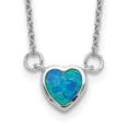 thumbnail image 1 of Diamond2Deal Collier Ras du Cou en Argent Sterling 925 Rhodié avec Cœur en Opale Créé, 16 Pouces, 1 of 6