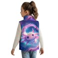 thumbnail image 2 of Garronmavis Pink Cartoon Axolotl Zippered Vest Stand Collar Girls Vest Size 5-6 Comfortable Winter Lightweight Sleeveless Fleece Jacket with Pocket Stylish Fall Outfits Fashion Clothing, 2 of 7
