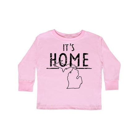 

Inktastic It s Home- State of Michigan Outline Distressed Text Gift Toddler Boy or Toddler Girl Long Sleeve T-Shirt