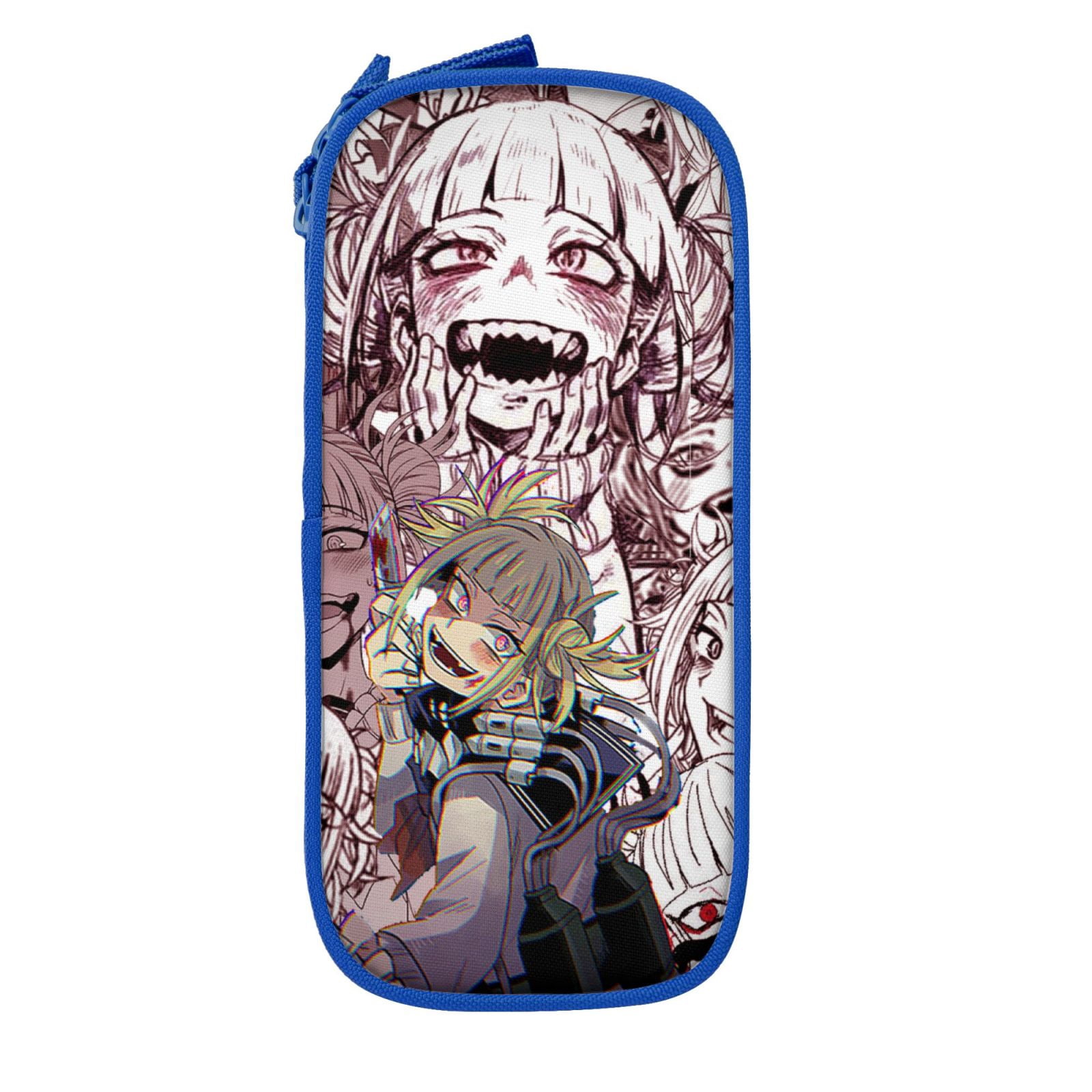 My Hero Academia Himiko Toga Pencil Case Large Capacity Pencil Pouch Pen Bag Office Stationery Organizer Travel Makeup Bag Blue