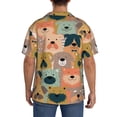 thumbnail image 3 of Balery Colorful Dogs Camisa Casual de Manga Corta con Botones para Hombre, Texturizada, Estilo Cubano, para Playa, Verano-Large, 3 of 5