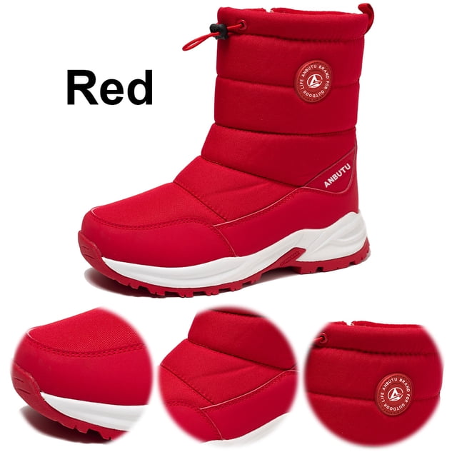 Zapatos Al Aire Libre Botas Invierno Nieve Mujer Hombre Cálido Forro Piel para Senderismo