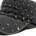 thumbnail image 3 of Byfri Studded Cadet Cap Gray Cotton Adjustable Flat Top Hat for Men Women Streetwear, 3 of 7
