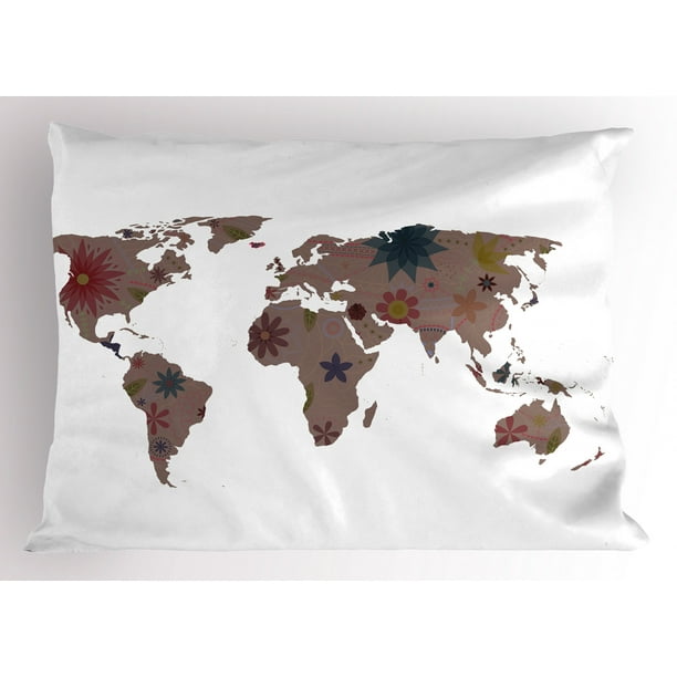 Shabby Chic Pillow Sham Vintage Textured Earth Surface Atlas Bohemian Inspired Globe Artistic Image Decorative Standard Size Printed Pillowcase 26 X 20 Inches Multicolor By Ambesonne Walmart Com Walmart Com