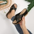 thumbnail image 6 of Fnooota Wedge Sandals for Women, Casual Open Toe Mid Heels Slip On Summer Shoes Sandals Black Size 7.5, 6 of 8